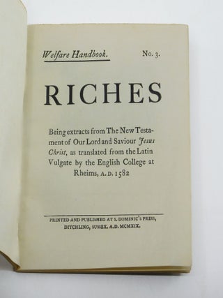 Riches: Welfare Handbook No. 3